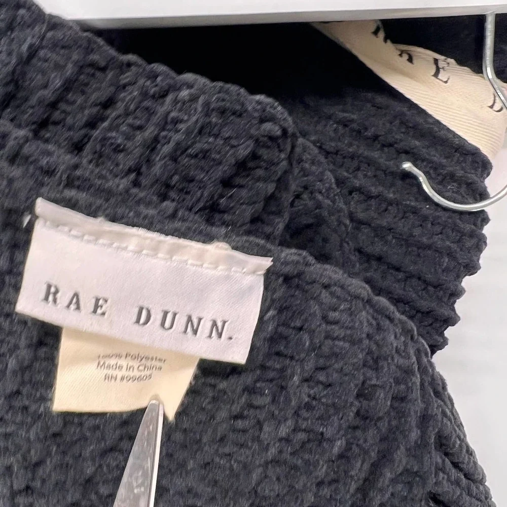 Rae Dunn Chenille Knit Throw Blanket Black